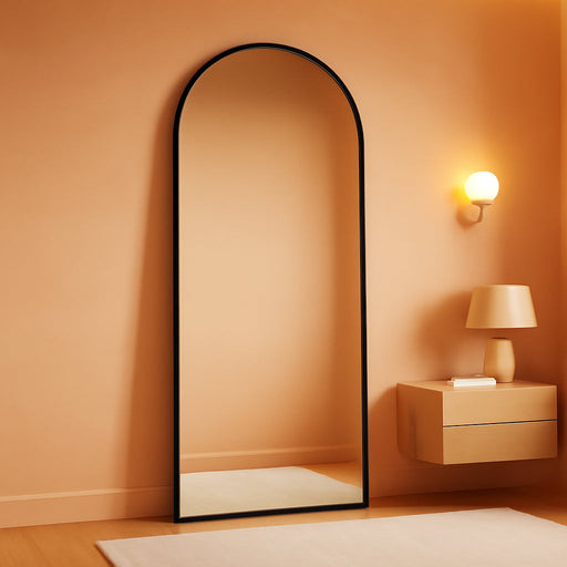 Full Length Mirror, 71" X 32" Arched Full Body Mirror Large Standing Floor Mirrors, Mirrors for Bedroom, Bathroom, Living Room Standing or Wall Leaning, Black