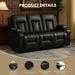Leather Recliner Sofa Set with Manual Recliners,Living Room Furniture Set with Reclining Couch,Loveseat and Armchair,Living Room Chair with Cup Holders,Black (3+1)