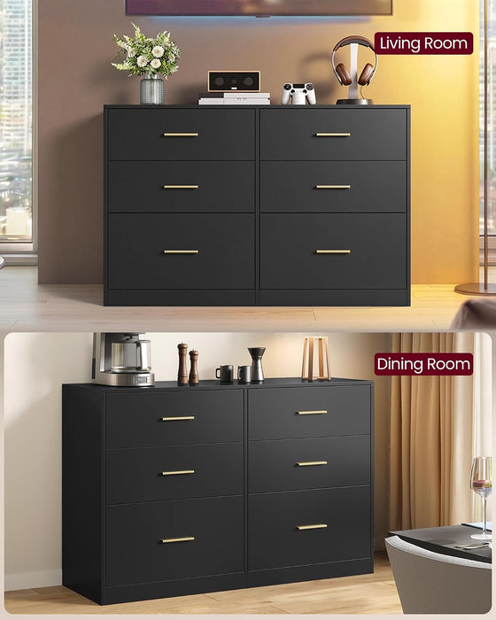 6-Drawer Dresser, Chest of Drawers, 46.9 X 15.8 X 30.7 Inches