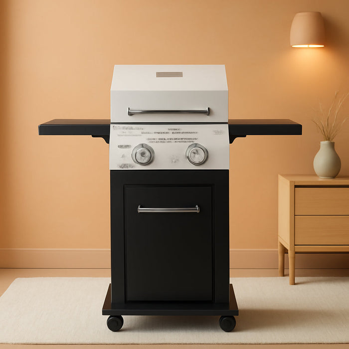 Deluxe 2-Burner Gas Grill with Foldable Side Tables, 418 SQ in Cooking Space, 28000 Btus, Stainless Steel Lid, Propane BBQ Grill for Outdoor Cooking, Patios, Backyards and More - 720-0864MA