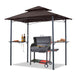 8'X 5' Grill Gazebo Shelter, Double Tier Outdoor BBQ Gazebo Canopy with LED Light(Brown)