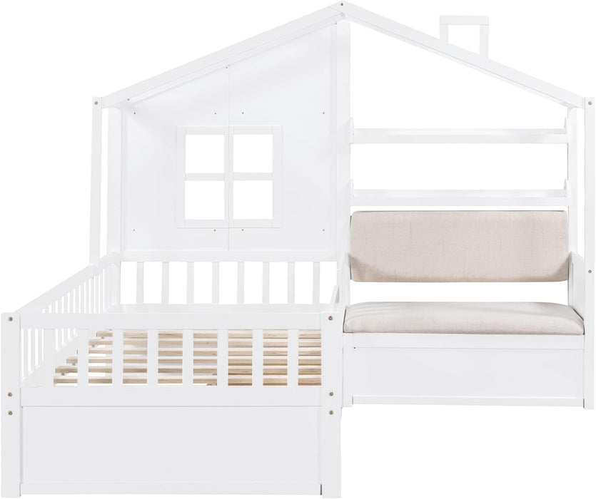 White Kids Twin Montessori PlatformBed Frame Collection