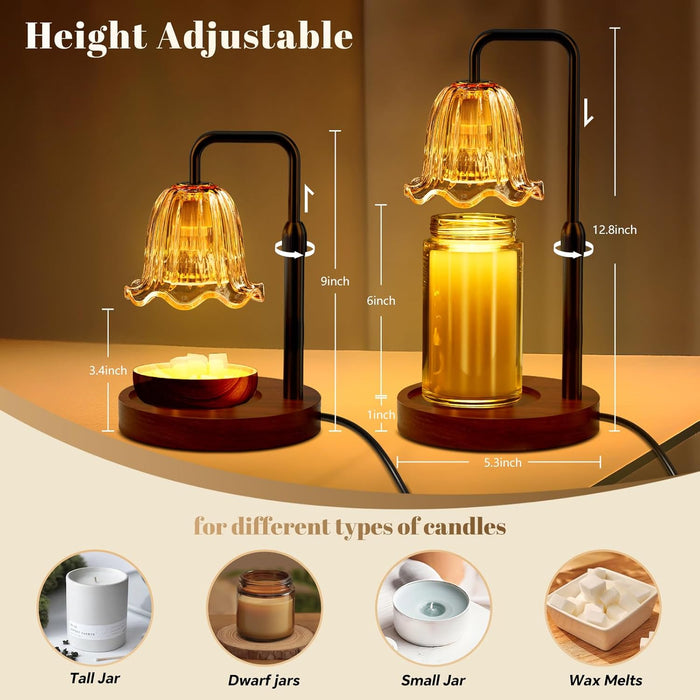 Candle Warmer Lamp with Timer Dimmer, Electric Candles Warmer Lamps for New Home Room Decor, Birthday Gifts for Women, Height-Adjustable Wax Melting Warmer Lamp for Jar Scented Candles