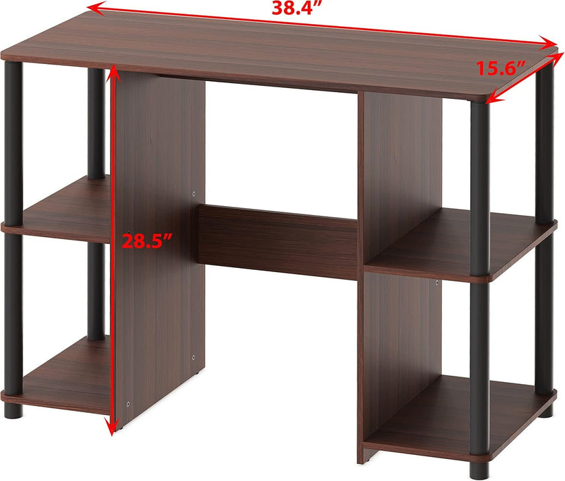38 - Inch Home Office Wood Desk with Double Sided Shelves, Cherry - ShipItFurniture