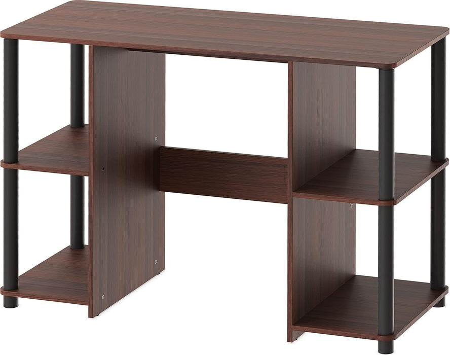 38 - Inch Home Office Wood Desk with Double Sided Shelves, Cherry - ShipItFurniture