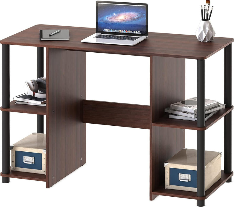 38 - Inch Home Office Wood Desk with Double Sided Shelves, Cherry - ShipItFurniture