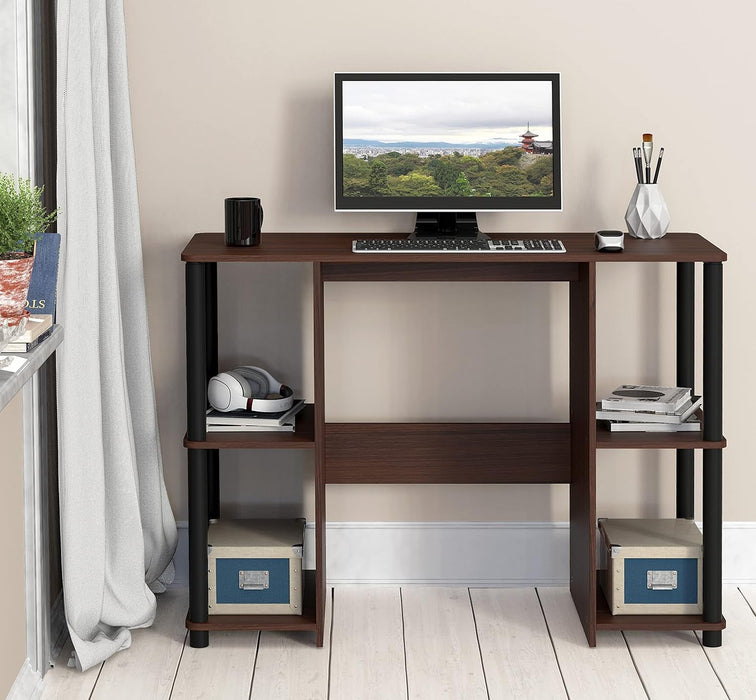 38 - Inch Home Office Wood Desk with Double Sided Shelves, Cherry - ShipItFurniture