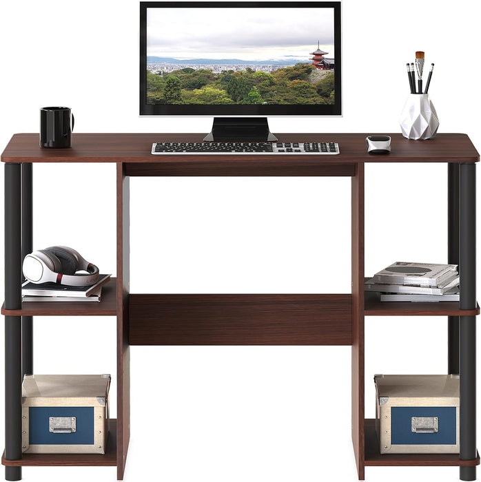 38 - Inch Home Office Wood Desk with Double Sided Shelves, Cherry - ShipItFurniture