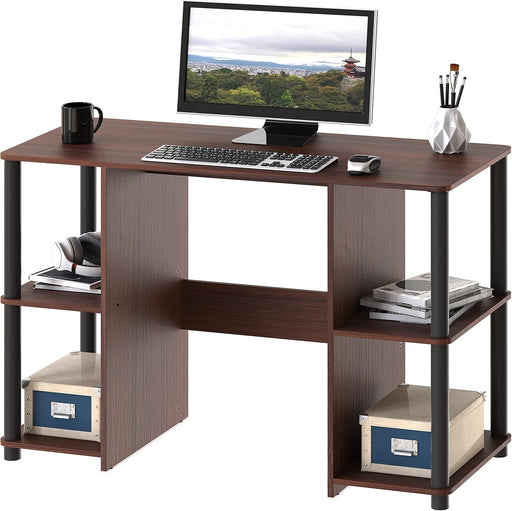 38 - Inch Home Office Wood Desk with Double Sided Shelves, Cherry - ShipItFurniture