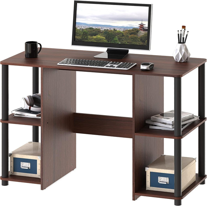 38 - Inch Home Office Wood Desk with Double Sided Shelves, Cherry - ShipItFurniture