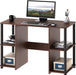 38 - Inch Home Office Wood Desk with Double Sided Shelves, Cherry - ShipItFurniture