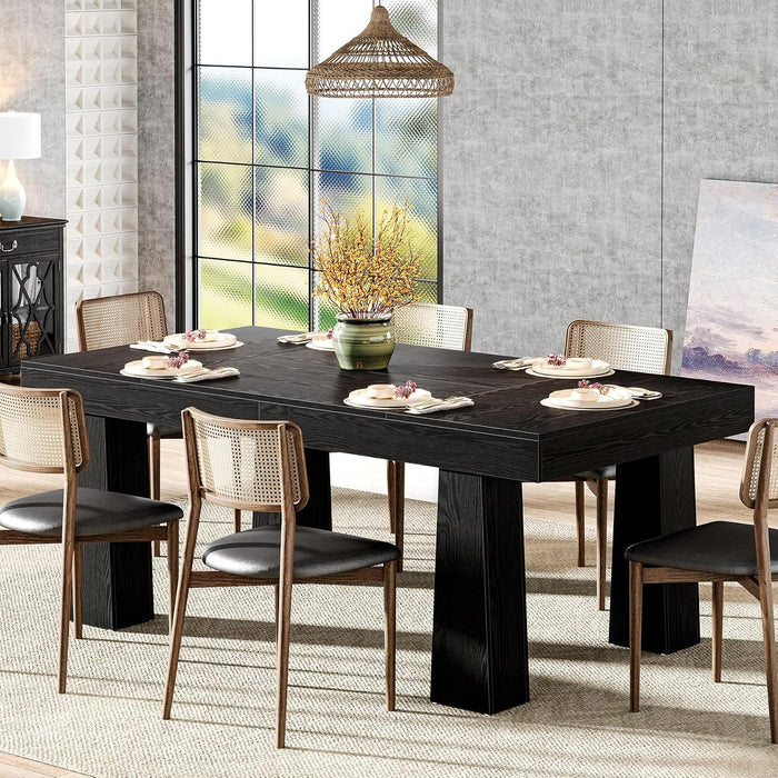 Tribesigns 63 Inch Dining Table for 4-6 People, Modern Rectangular Kitchen Table with Heavy Duty Tapered Legs, Farmhouse Dinner Tables for Home Commercial, Easy Assembly