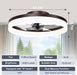 Low Profile Ceiling Fans with Lights and Remote, 19.7In Fandelier Ceiling Fan Flush Mount, 3000K-6500K Smart Bladeless LED Fan Light, Brown Modern Ceiling Fans with Lights for Bedroom