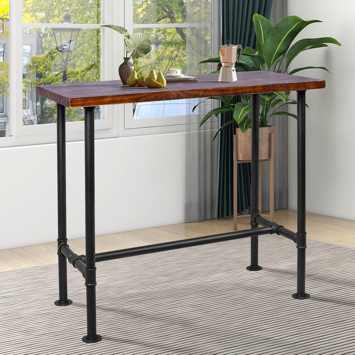 DIY Industrial Design Pipe Dining Table Casual Pub BAR Laptop Table Modern Studio Wood and Metal Rectangular Dining Table Homeoffice Desk Breakfast High Bar Table Brown Desktop 47.3" × 23.6"