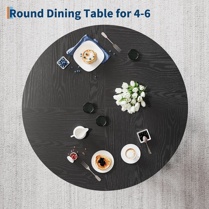 47" round Dining Table for 4-6, Farmhouse Wood Kitchen Table
