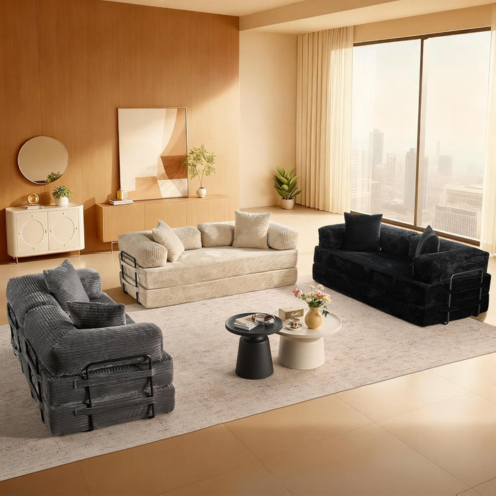 Grey Corduroy 81 Inch Ultracomfort Foldable SofaBed