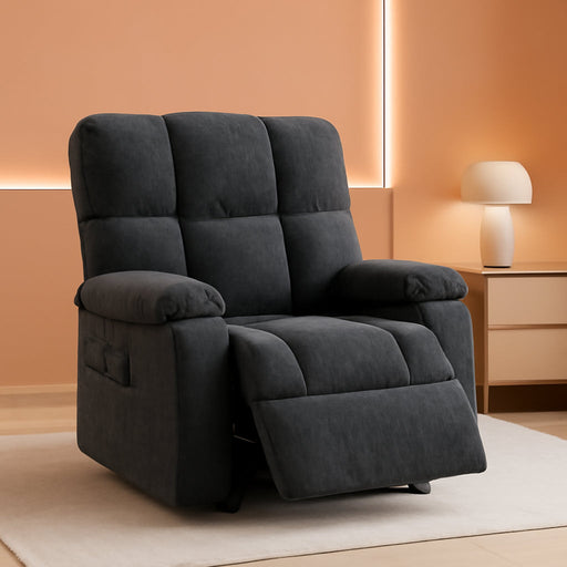 Power Recliner Chair for Adults, Electric Recliner for Living Room, Zero-Gravity Single Reclining Armchair with USB Port, Side Pockets, Cup Holders, Chenille, Dark Gray