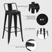 30 Inch Metal Bar Stools Set of 4 Bar Height Barstools Kitchen Chair Industrial Bar Stools with Low Back for Indoor Outdoor Use Matte Black