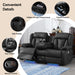 72.8" Loveseat Recliner Sofa, Manual Reclining Couch with Console, AC Outlet & USB-A/USB-C Ports, Wall Hugger RV Sofa for Living Room & Home Theater with Cup Holders (Black Console with LED)