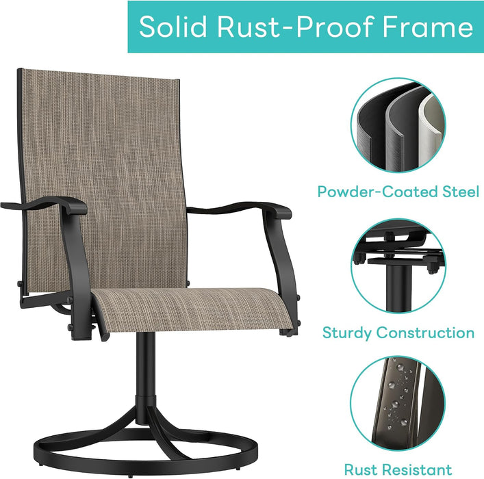 Patio Chairs Set of 4, Outdoor Swivel Chairs Set of 4, Brown