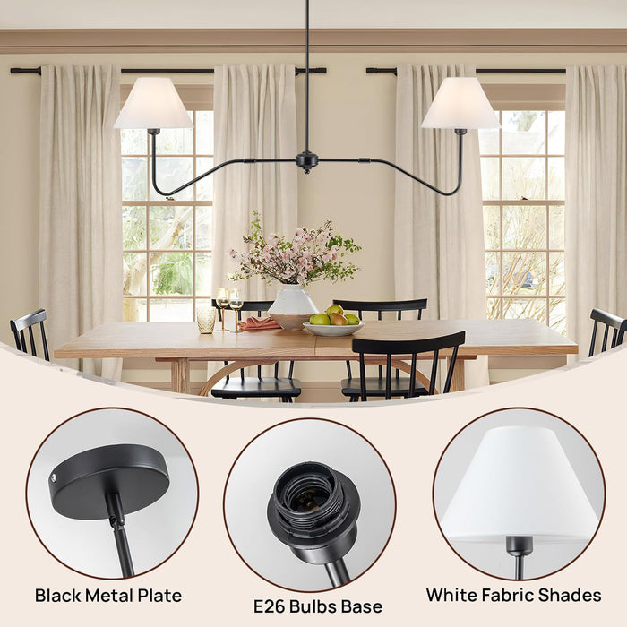 FiftyFiveInch MatteBlack DualHead Linear Chandelier
