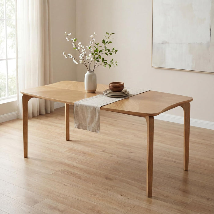 63 Inch Oak Finish SolidWood DiningTable Contemporary