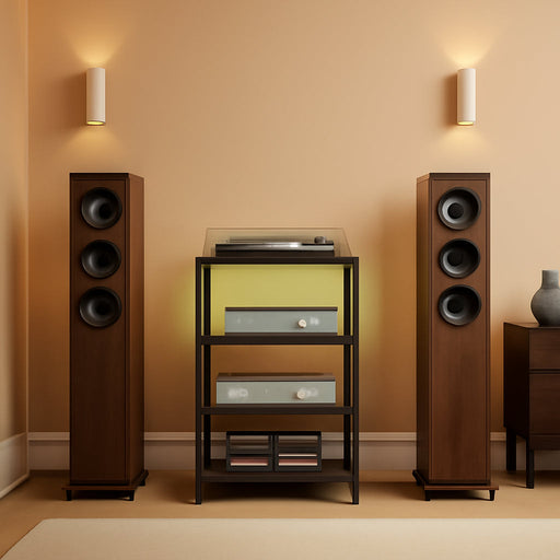 16.5" Small 4-Tier AV Media Stand with Power Strips,Narrow Version Wooden Corner TV Stand Shelf with LED Lights,Stereo Cabinet Audio Rack Stand Tower for Small Media Players and Boxes