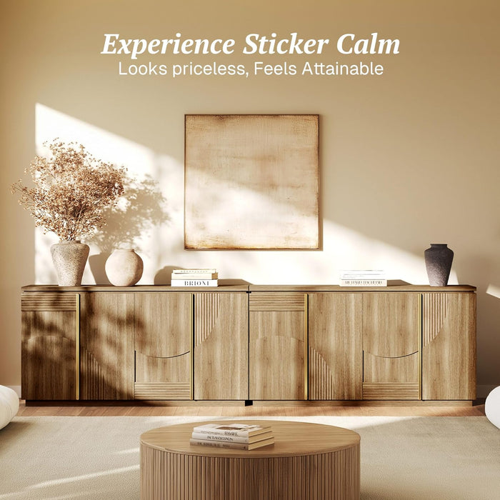 Sideboard Buffet Cabinet with Storage, 62 Inch Mid Century Modern Arched Wood Buffet Table, Versatile Credenza Console Table for Kitchen, Entryway, Dining Room, or Hallway