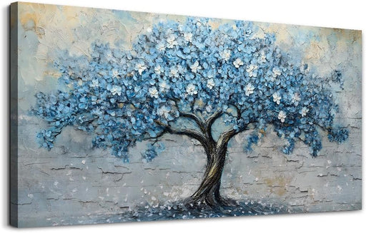 Living Room Vintage Wall Art Large Canvas Wall Decor Art for Bedroom Office Decorations Blue Tree Wall Paintings Abstract Wall Pictures Artwork Ready to Hang Modern Farmhouse Home Wall Decor