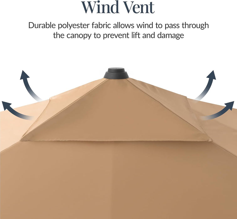 10X10Ft Cantilever Patio Umbrella, 5 Year Fade Resistant 260 GSM Canopy, Smooth Tilt Adjustment, and Aluminum Frame - Tan