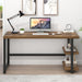 Modern Computer Desk, Home Office Desk with Storage Shelf, Wood Study Writing Table Workstation for Bedroom Living Room, Rustic Brown, 53 Inch