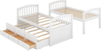 Harper&Bright Designs Twin over Twin Bunk Bed with Safety Rail, Ladder, White Twin Trundle Bed with 3 Drawers for Kids, Teens Bedroom, Guest Room Furniture