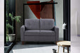 Modern Linen Loveseat Light-Gray Piped Tapered Legs