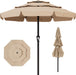 11FT 3-Tiers Patio Umbrella with Valance, Outdoor with Crank, Large Outdoor Market Umbrellas Vented with 8 Sturdy Ribs, Patio Table Umbrellas for Garden, Deck, Backyard, Pool, Beige