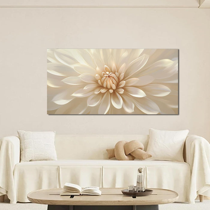 Large Floral Canvas Wall Art for Living Room Modern White Gold Flower Botanical Landscape Artwork for Teen Girl’S Room Bedroom Office Kitchen 20X40 Inch