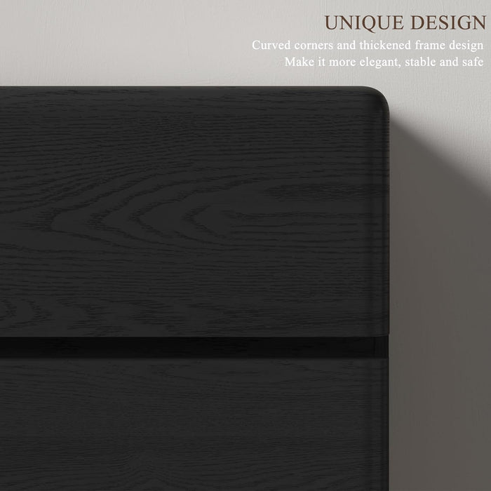 Black 6 Drawer Dresser for Bedroom, 48" Tall Dressers & Chest of Drawers with Curved Profile Design, Modern Dresser with Thickened Base for Bedroom, Living Room, Hallway