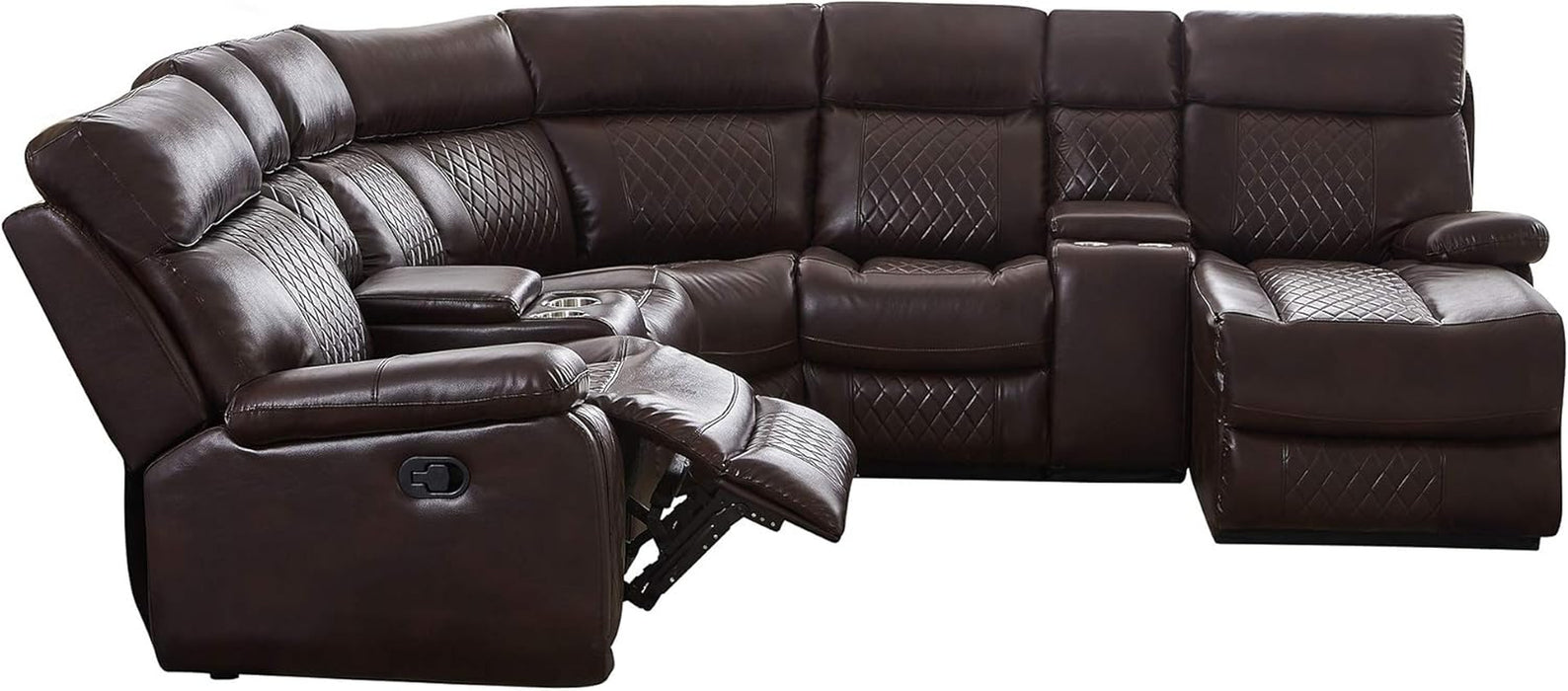 Ultra-Soft Leather Reclining Sectional Sofa with Chaise