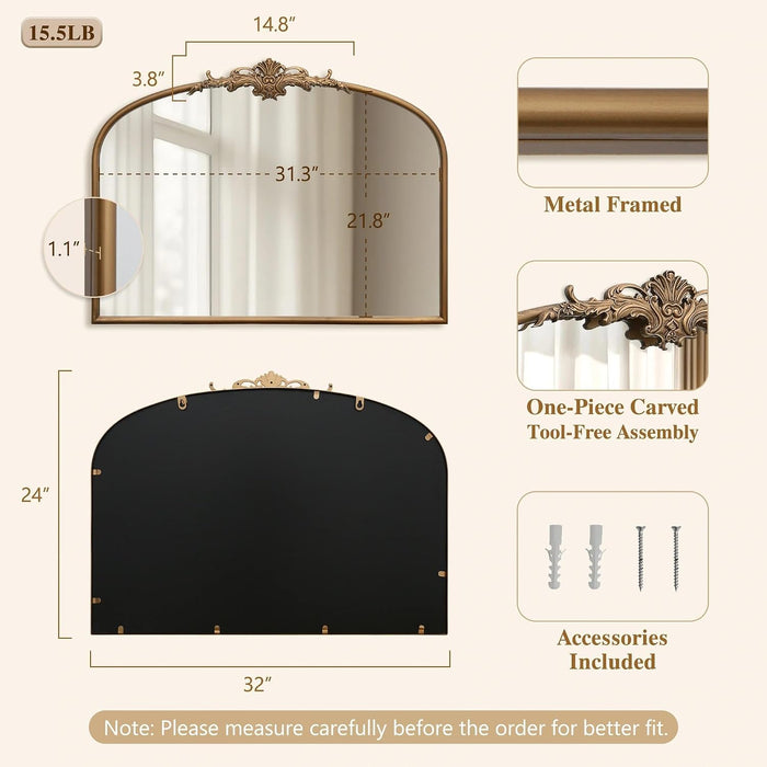 Antique Gold Wall Mirror: 32"X24" French Brass Decorative Mirrors