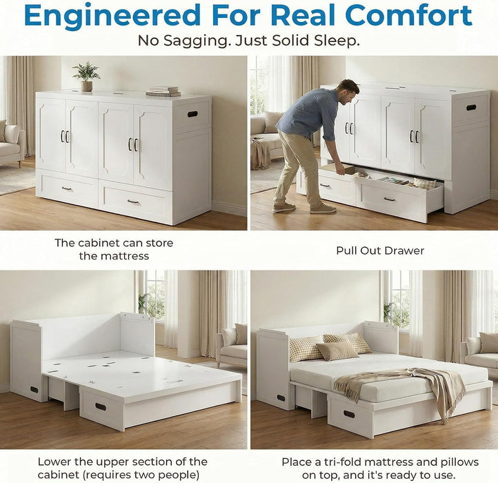 Queen MurphyStyle Cabinetry Bed USB Charging Station