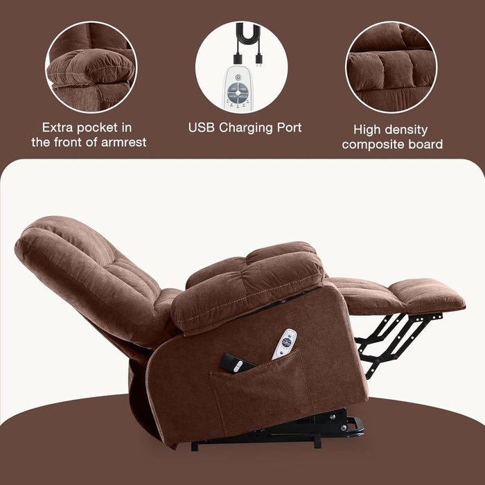 Brown Power Recliner with Massage & Heat