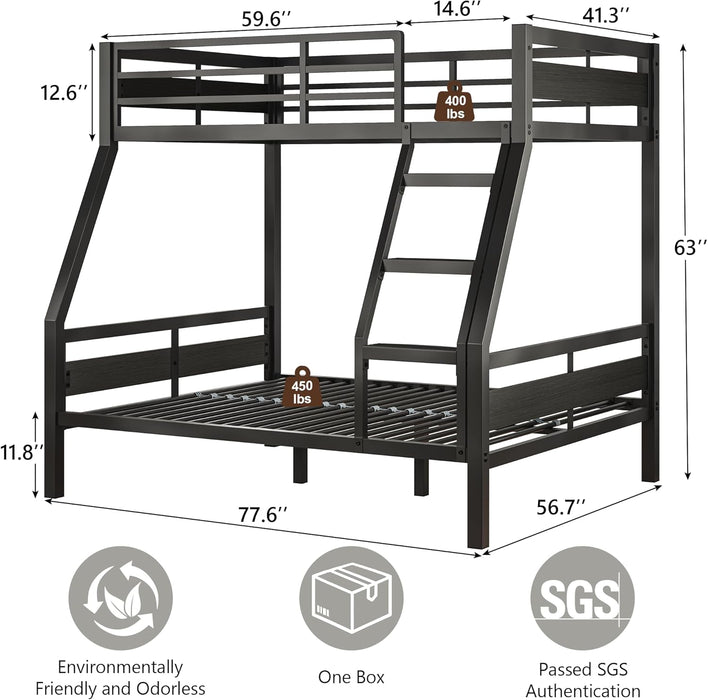 Reinforced Structural Industrial Steel Black Bunk Bed