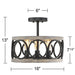 Salima Rustic Farmhouse Ceiling Light Semi Flush Mount 16" Wide Black Gray Wood 3-Light for Bedroom Kitchen Living Room Hallway