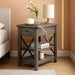 Farmhouse Slim Side Table with Charging Station