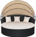 Patio Furniture round Outdoor Daybed with Retractable Canopy Wicker Rattan Sectional Sofa for Lawn Garden Backyard Pool, Beige