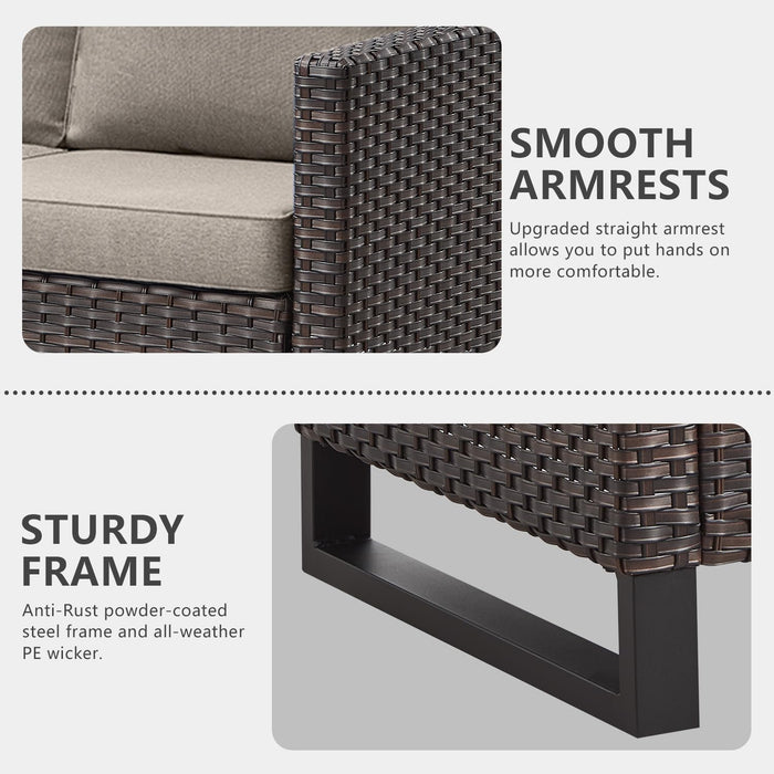 7 Piece Patio Furniture Set PE Wicker Outdoor Couch,Patio Swivel Rocker Chairs and Ottomans Tables for Porch,Garden,Backyard