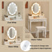 Makeup Vanity Table with 10 LED Lights, Adjustable Brightness, 3 Color Light Modes, 4 Drawers, Rotatable Mirror, Cushioned Stool, Vanity Desk Dressing Table Bedroom Furniture (White)