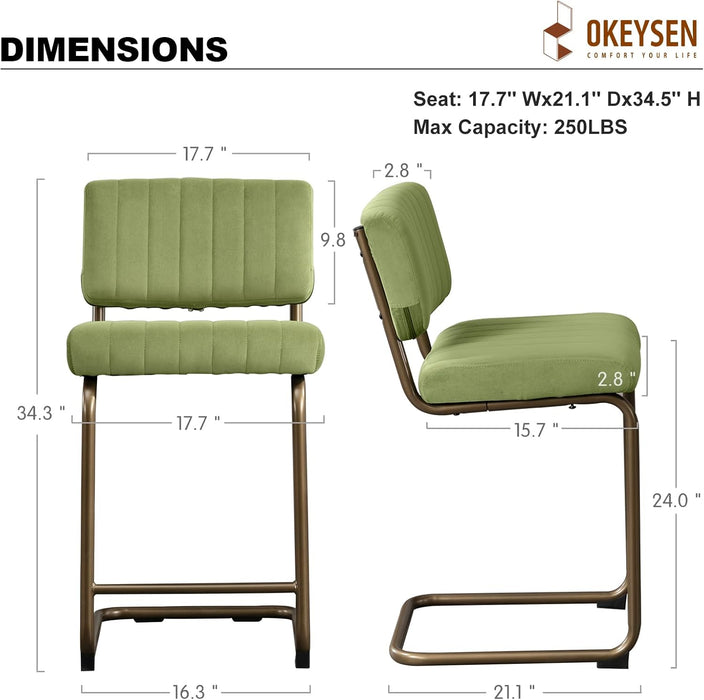 Bar Stools Set of 3,Counter Height Bar Stools Bar Chairs,24 Inch Tall Barstool with Back,Barstools Bar Height Set of 3,Kitchen Counter Stools Modern Velvet Barstools for Island Dining Party