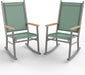 2 Pcs Outdoor Rocking Chairs Set,Upgraded High Back Patio Rocking Chairs Set,Breathable Textilene Fabric Rocking Chair for Porch,Patio,Garden,Balcony(Green)
