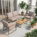 4 Piece Patio Furniture Set Outdoor Conversation Set Brown