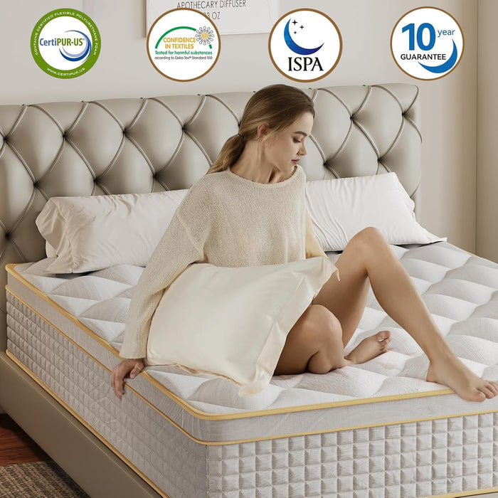King Hybrid Mattress Twelve Inches CertipurUS MemoryFoam